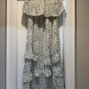 Elegant Black and White Floral Dress